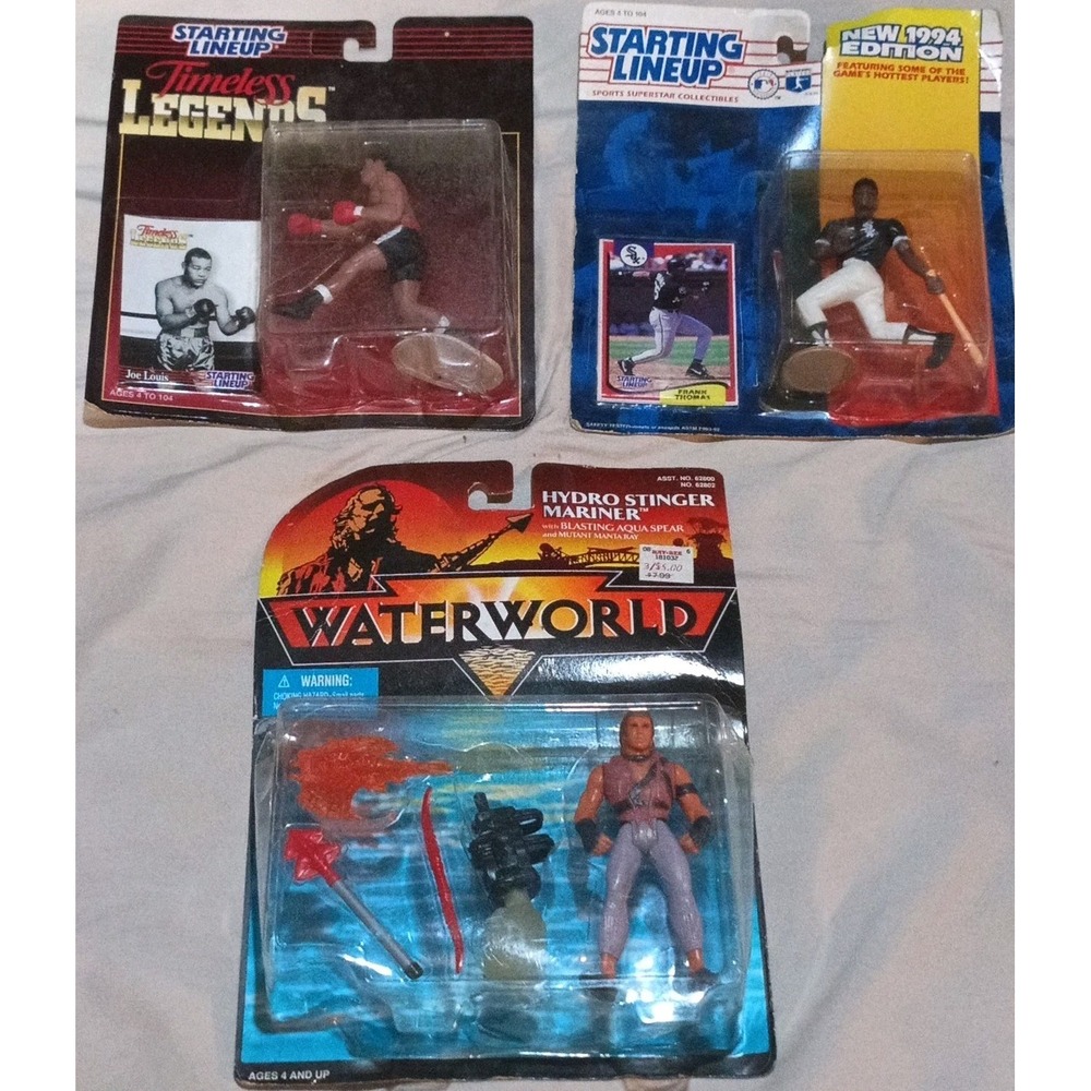 Lot of VTG 90s Figures Starting Lineup Joe Louis Frank Thomas Waterworld Mariner